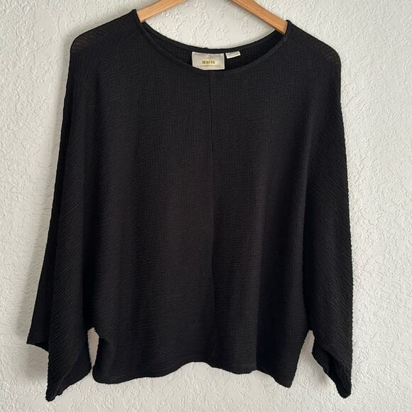 Maeve Anthropologie Stretchy Black Dolman Sleeve Gauzy Viscose Top Small - Picture 1 of 7